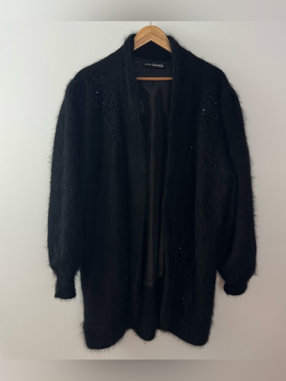 Lee Sands Vintage Angora Rabbit Hair open-front Cardigan One Size